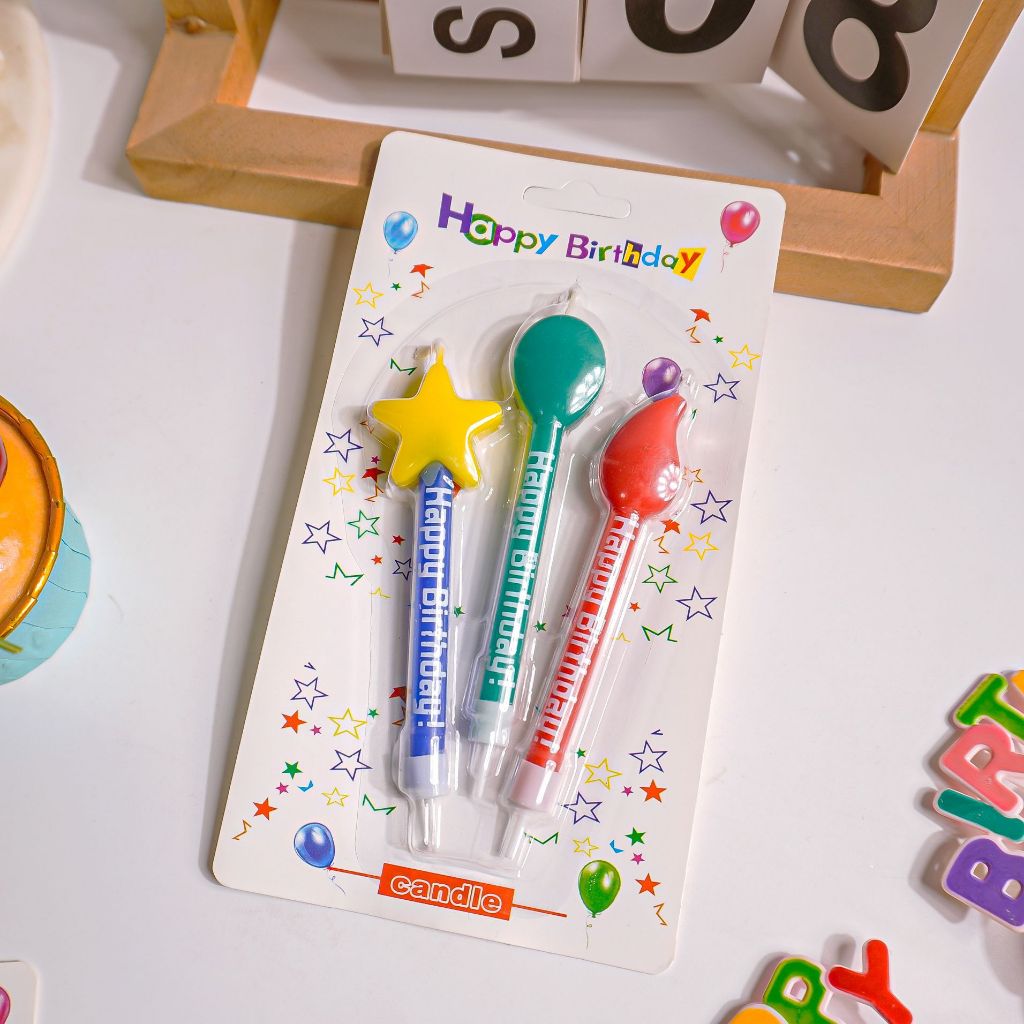 เทียนวันเกิด SP02 (1ชุดมี3ชิ้น)พร้อมส่ง