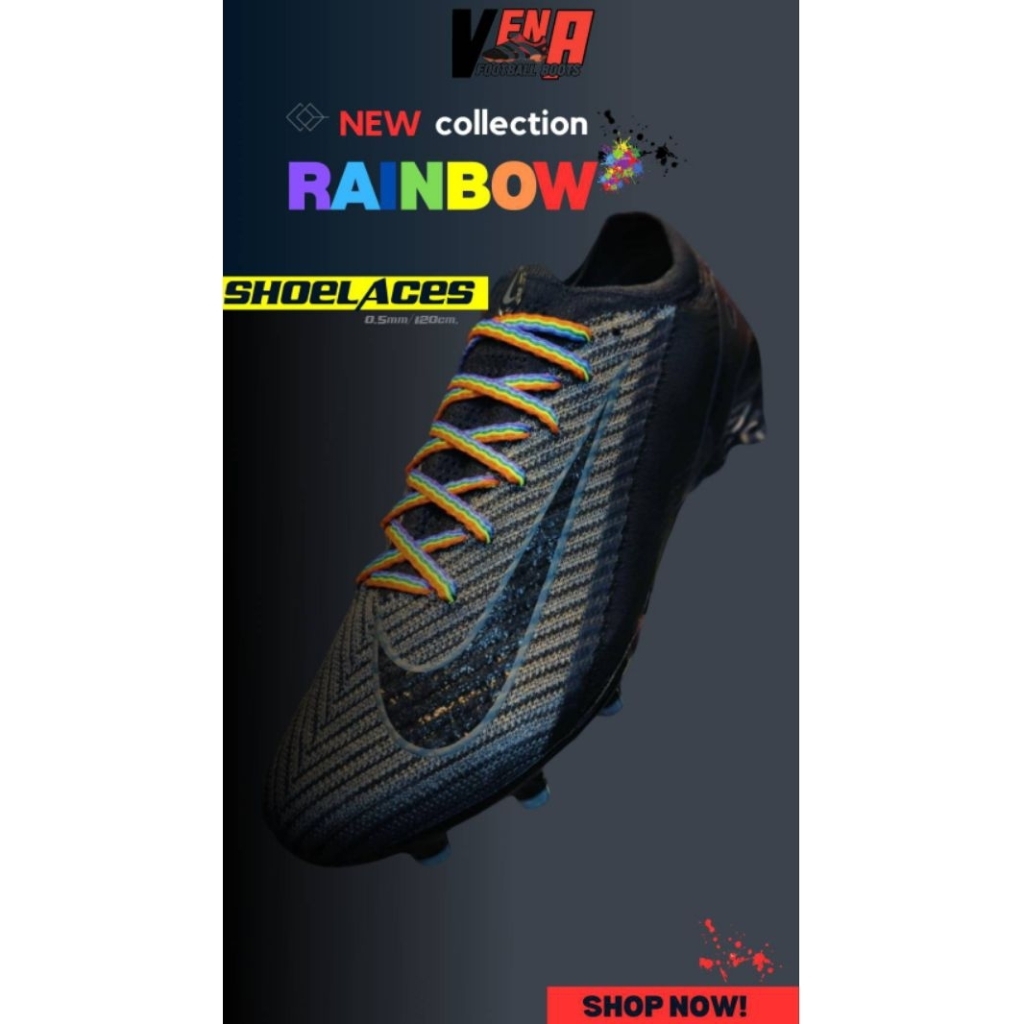 เชือกสีรุ้ง2026🌈🌈เชือกผูกรองเท้าสตั๊ด⚽️/ผ้าใบสีรุ้งสุดเฟี้ยววว🌈🔥