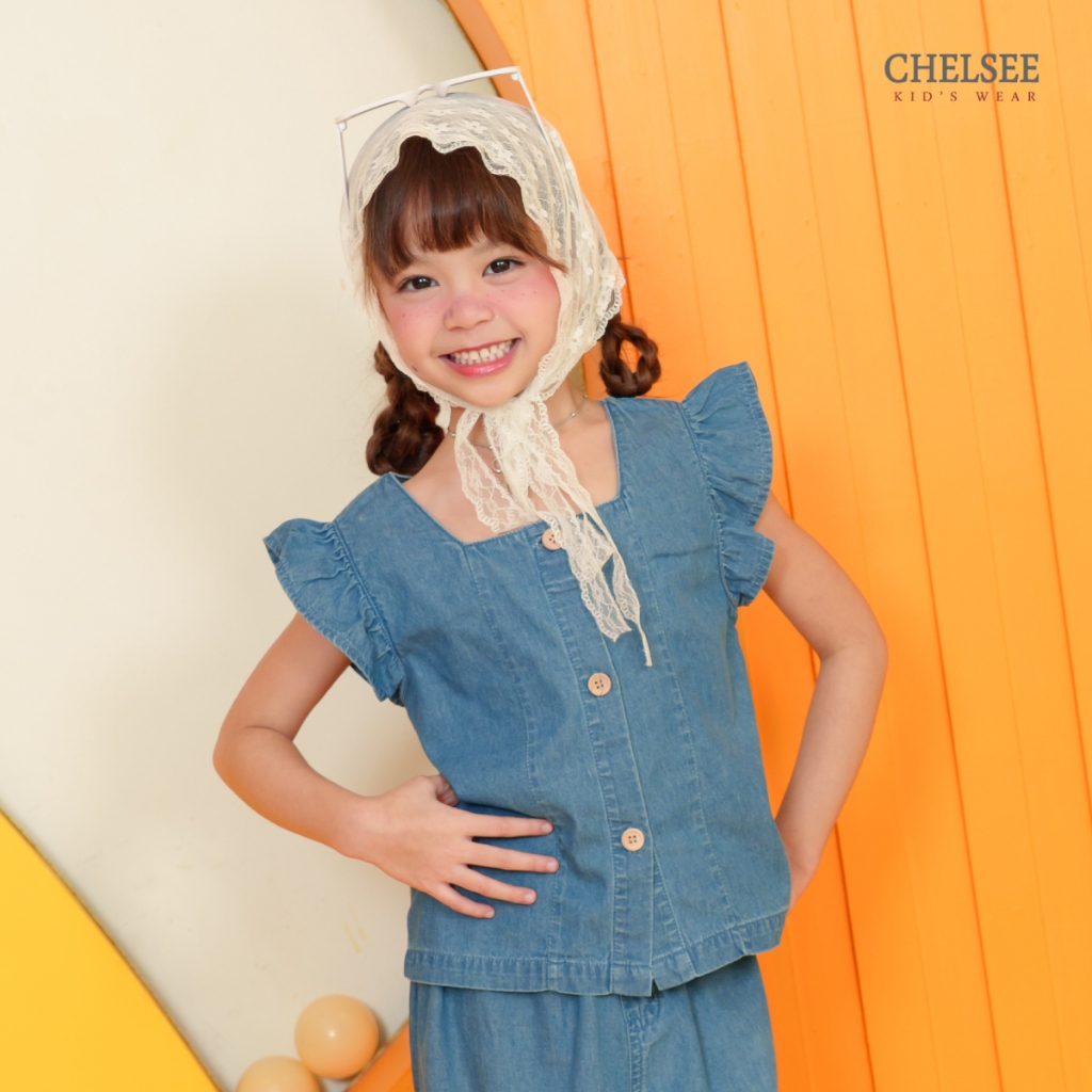 Chelsee طقم بنات بلوزة وجينز واسع — صورة 5