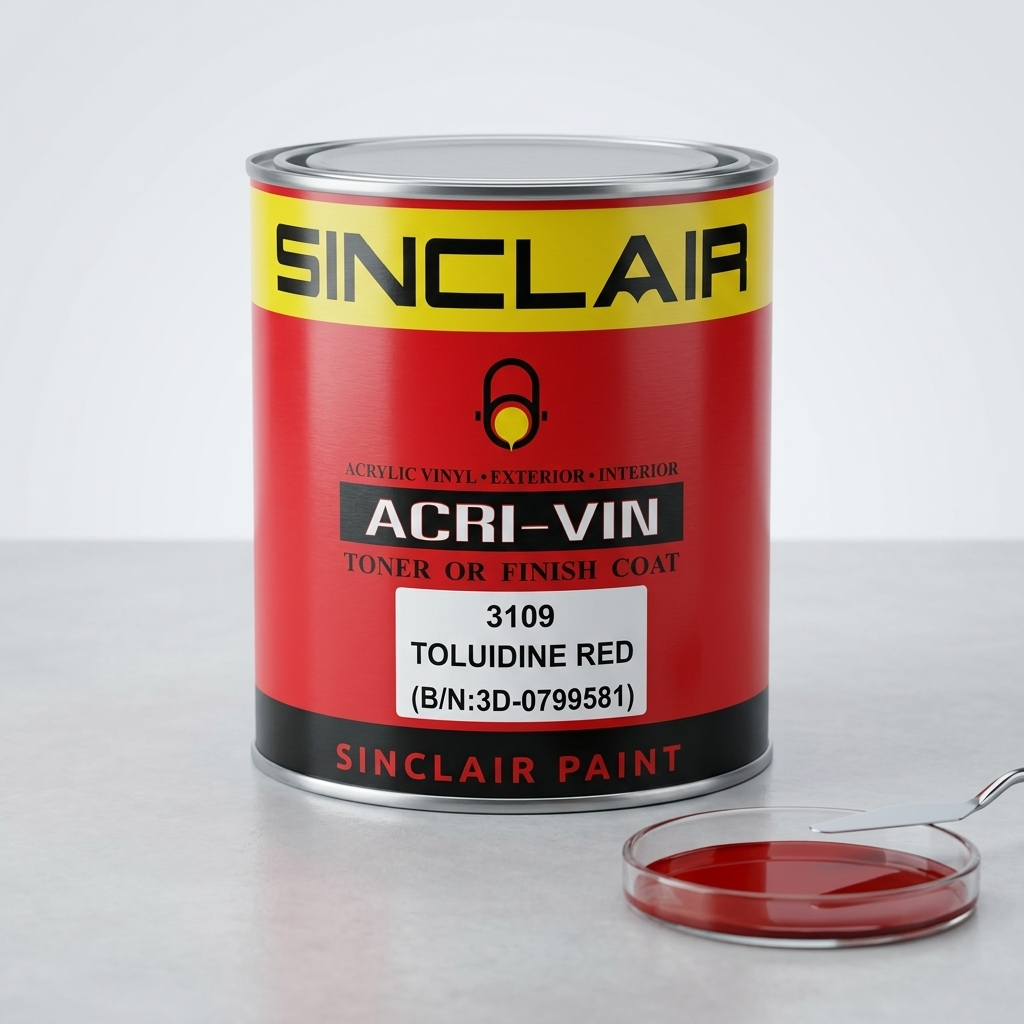 สีน้ำอครีลิค SINCLAIR # เบอร์ 3109 สีแดง ( TOLUIDINE RED ) ขนาด 1/4 แกลลอน ( 0.946 ลิตร )