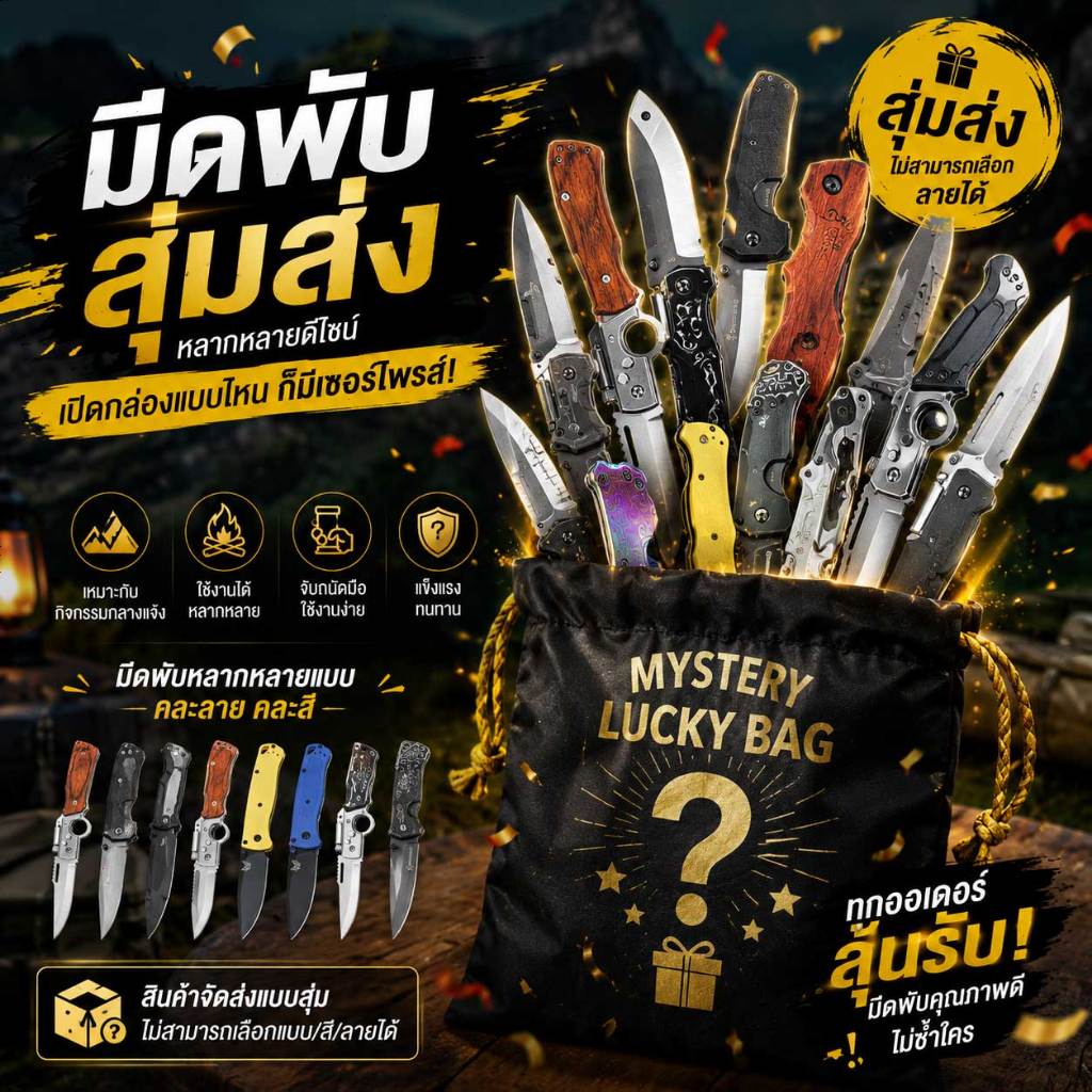 มีดพับไฮเทค จัดส่งแบบสุ่มรุ่น รับประกันความคม ทนทาน ของแท้ส่งตรงคลัง เด็ดขาด ไม่รับเปลี่ยนคืน มีดพับ EDC ตั้งแคมป์