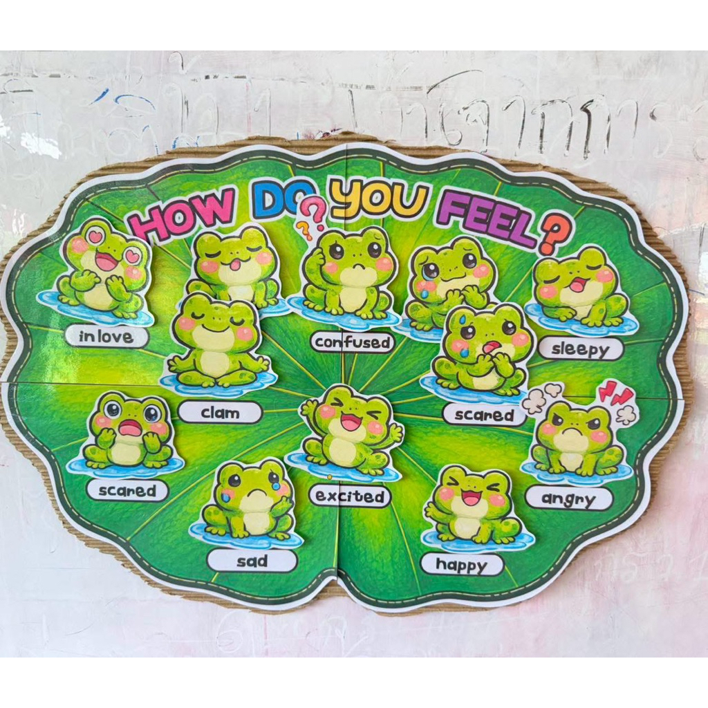 ✅สื่อปันสุข✅น้องกบ How do you feel? 4 แผ่น A4