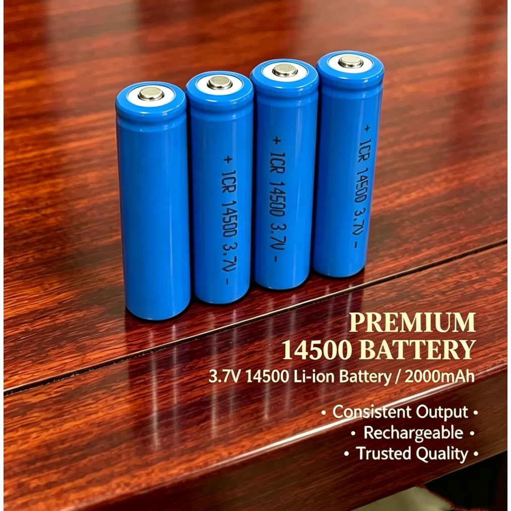 ถ่านชาร์จ Li-ion 14500 2000mAh 3.7V ขนาด AA (1-5 ก้อน) charger