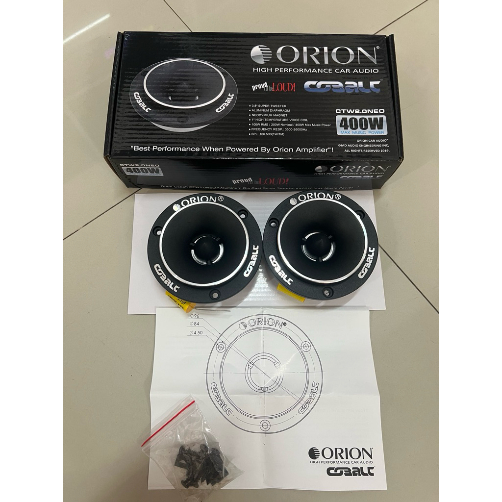 ราคาคู่ละ 3800บาท แหลมจาน4นิ้ว แม่เหล็กนีโอ ยี่ห้อ ORION รุ่น CTW2.0 NEO ORION COBALT CTW2.0 NEO TWE
