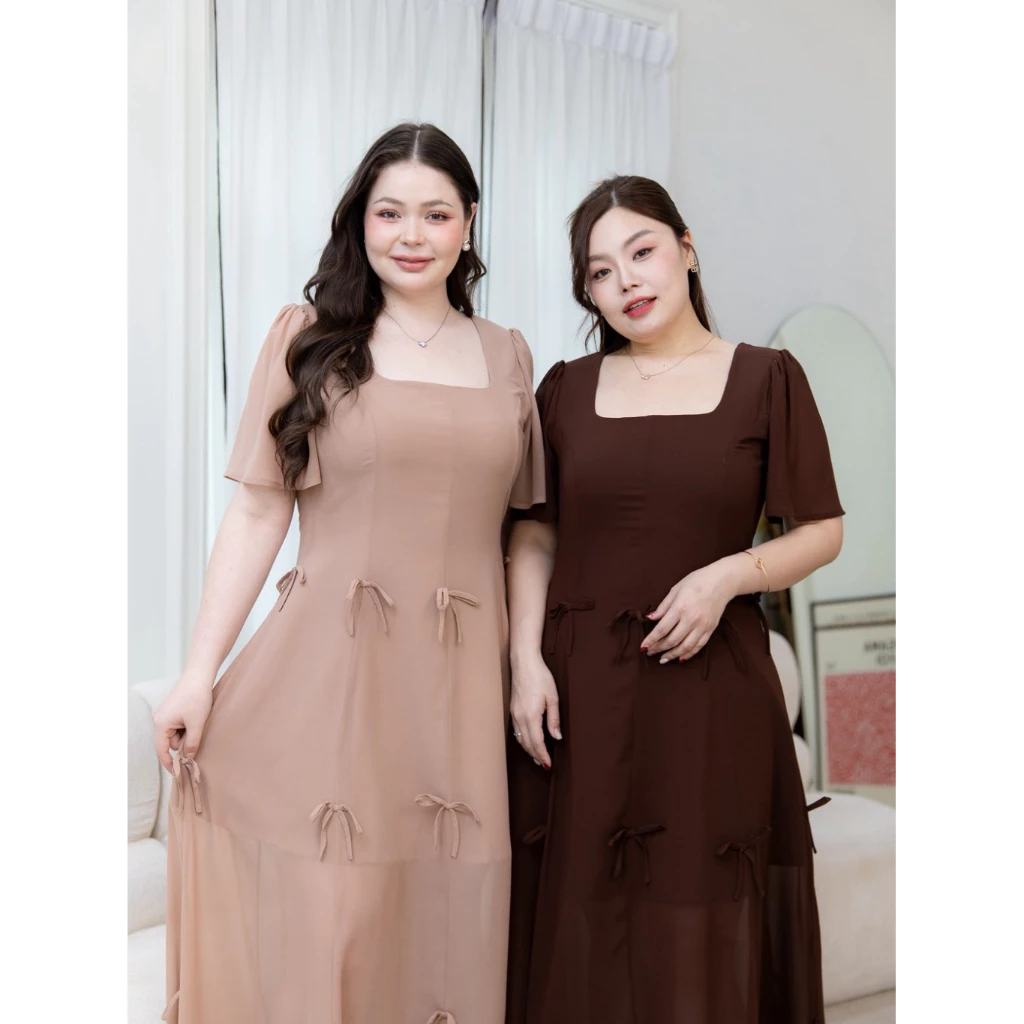 Lavender dress เดรสยาวตกแต่งโบว์ทั้งตัว สวยมาก น่ารักที่สุด