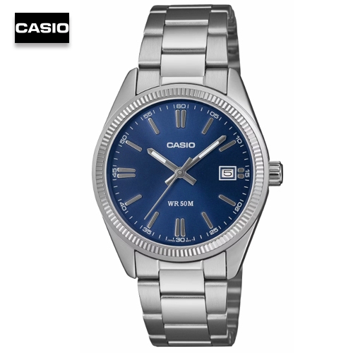 นาฬืกาข้อมือผู้ชาย ผู้หญิง คาสิโอ Casio สายสเเตนเลส หน้าปัดสีน้ำเงิน รุ่น UTP-1302PD-2A1VDF, UTP-130