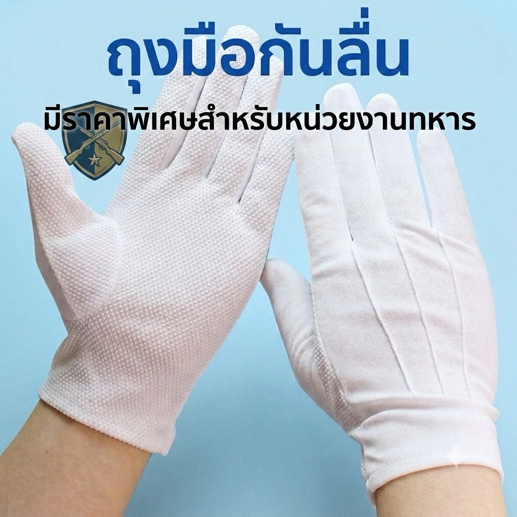 ถุงมือปุ่มซิลิโคลน กันลื่นอย่างดี มีรุ่นทัชสกรีนได้ ผ้าสีขาว พร้อมส่งจากไทย