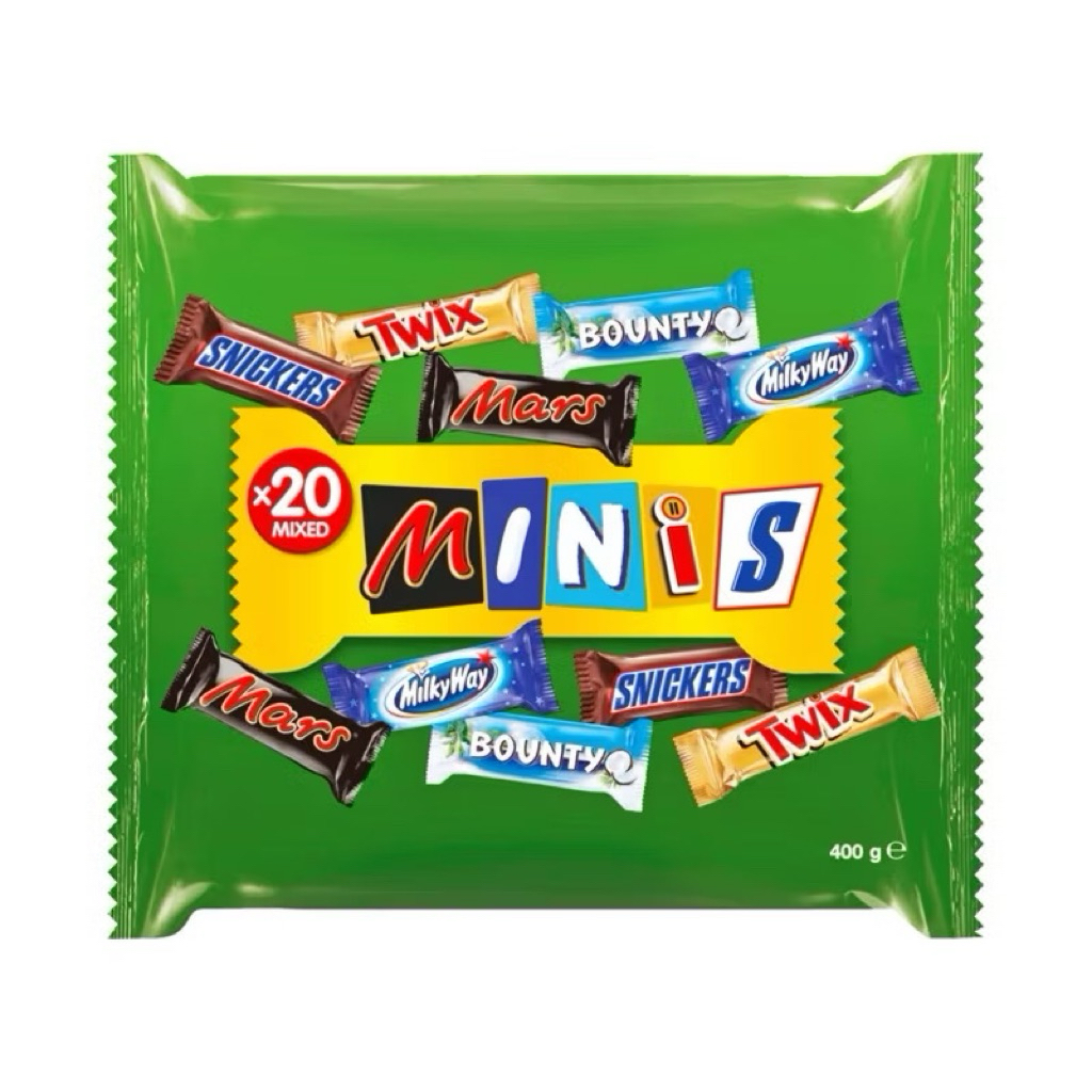 Mars Chocolate Minis Mix 1 ห่อ มี 20 / 25 ชิ้น Net:400 / 500g แล้วแต่ล็อต