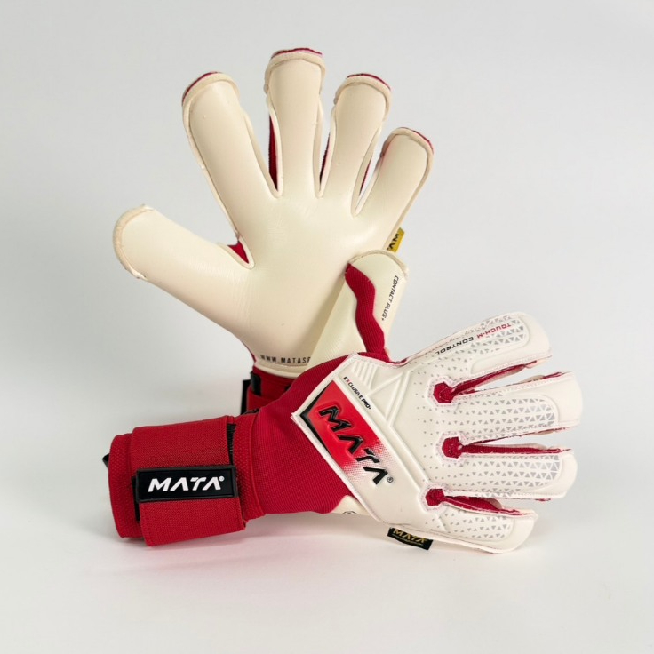 ถุงมือผู้รักษาประตู MATASPORT รุ่นท็อป Touch M Pro สีขาว-แดง