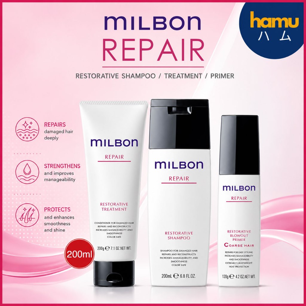 MILBON® Restorative Shampoo/Treatment/Primer 200mL
