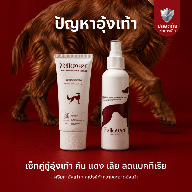 Fellower Paw Care Set ชุดคุ่ดูแลอุ้งเท้าสุนัข ครีมทาอุ้งเท้า + สเปรย์ทำความสะอาดอุ้งเท้า ดูแลคัน เลียเท้า ยีสต์