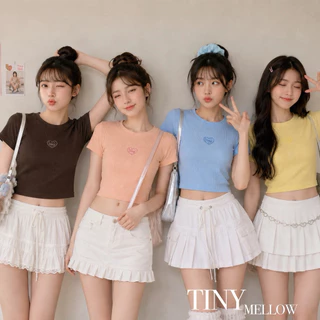 BABY TEE - เสื้อยืด เสื้อครอปเบบี้ที ปักลายโลโก้ ผ้ายืดหยุ่นใส่สบาย - (baby tee)