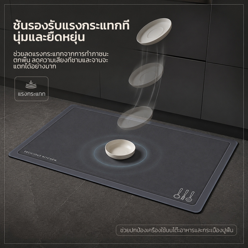 พรมห้องครัว พรมปูพื้นห้องครัว กันลื่น ดูดซับน้ำและน้ำมัน นุ่มสบายเท้า ใช้งานในครัว รูปที่ 4