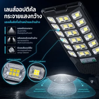 Ofeel ไฟโซล่าเซลล์ 7000,000W ไฟถนนโซล่าเซลล์ IP67 กันน้ำและกันฟ้าผ่ Solar Light LED สว่างขึ้นโดยอัตโนมัตตอนกลางคืน