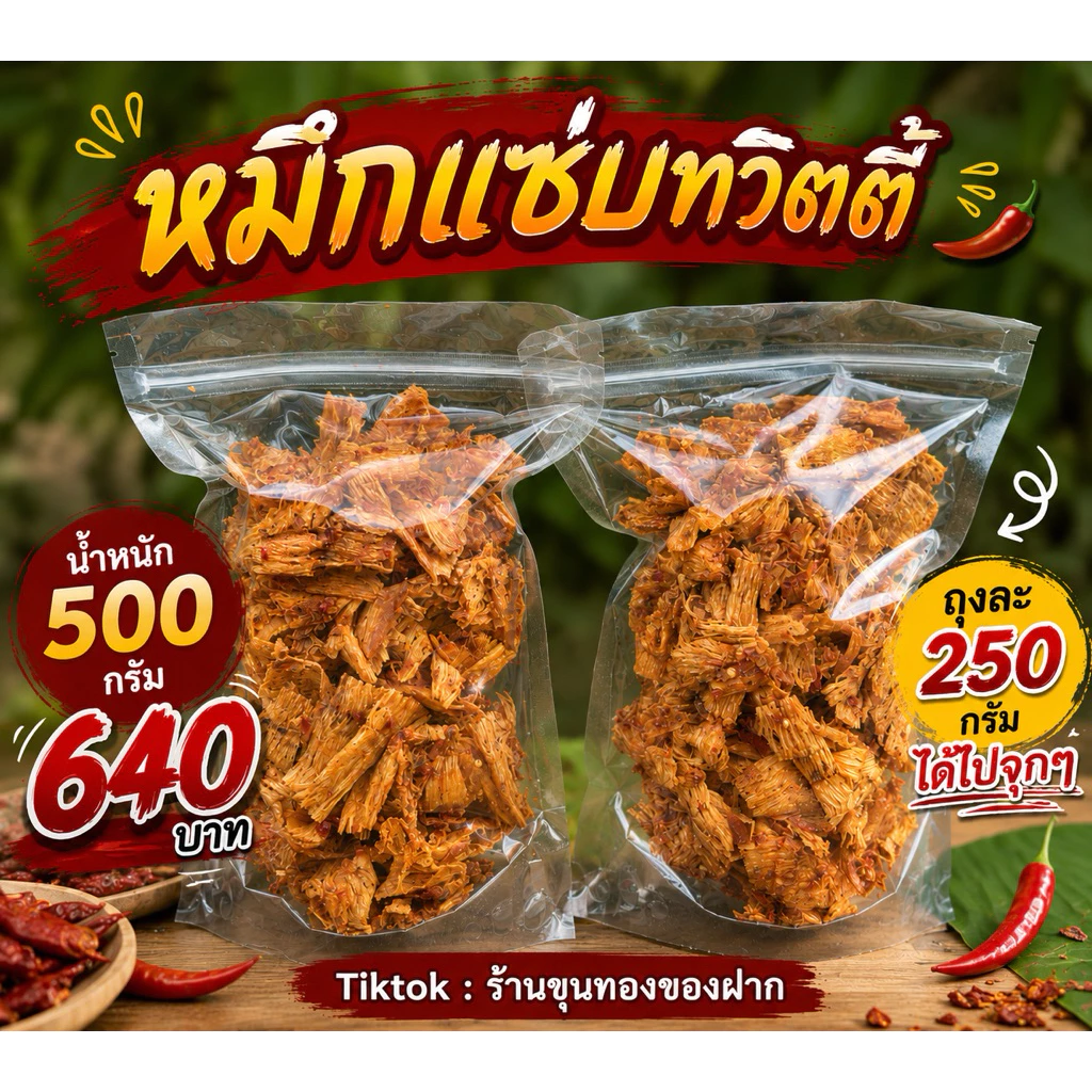 หมึกแซ่บทวิตตี้ รสชาติจัดจ้าน แซ่บ เนื้อหมึกแท้ๆ 100%