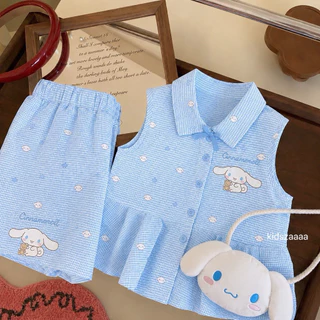 ชุดเซ็ต 3 ชิ้น ลายคิตตี้ เดรส+เสื้อ+กางเกง **ผ้าใยนมไม่ใช่ตามแบบ ไม่มีกระเป๋า สำหรับเด็กผู้หญิง