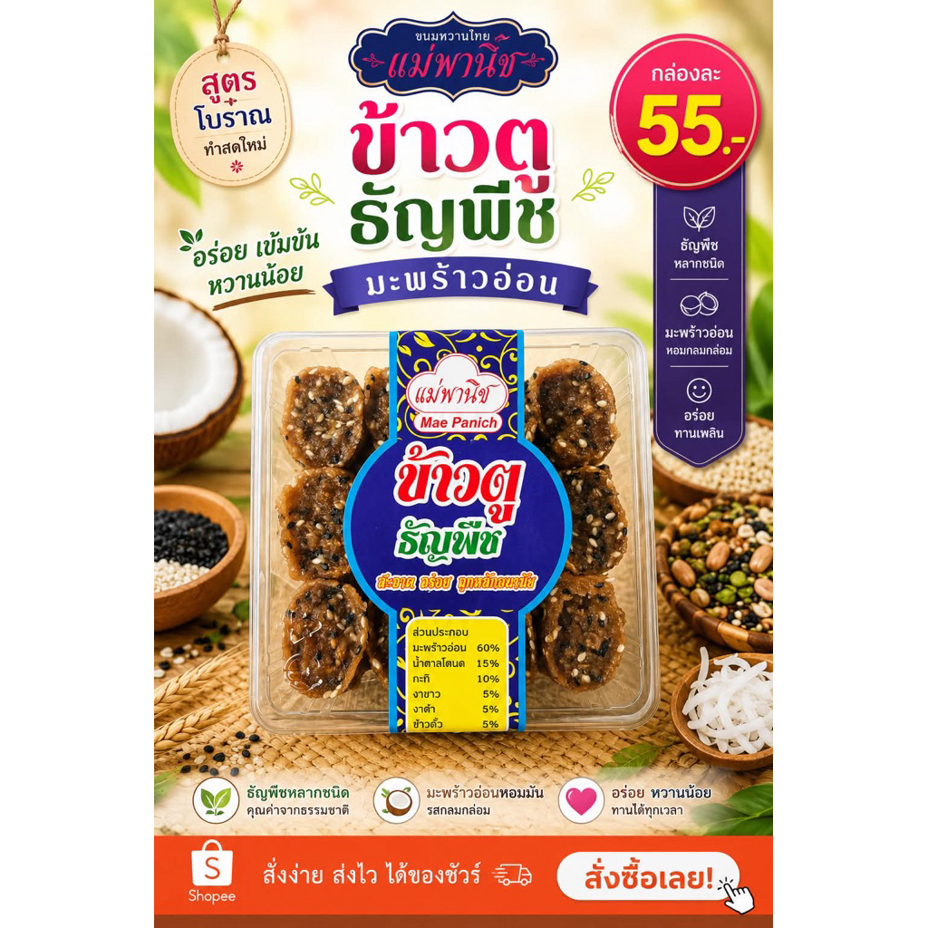 ข้าวตูธัญพืช แม่พานิช เพชรบุรี