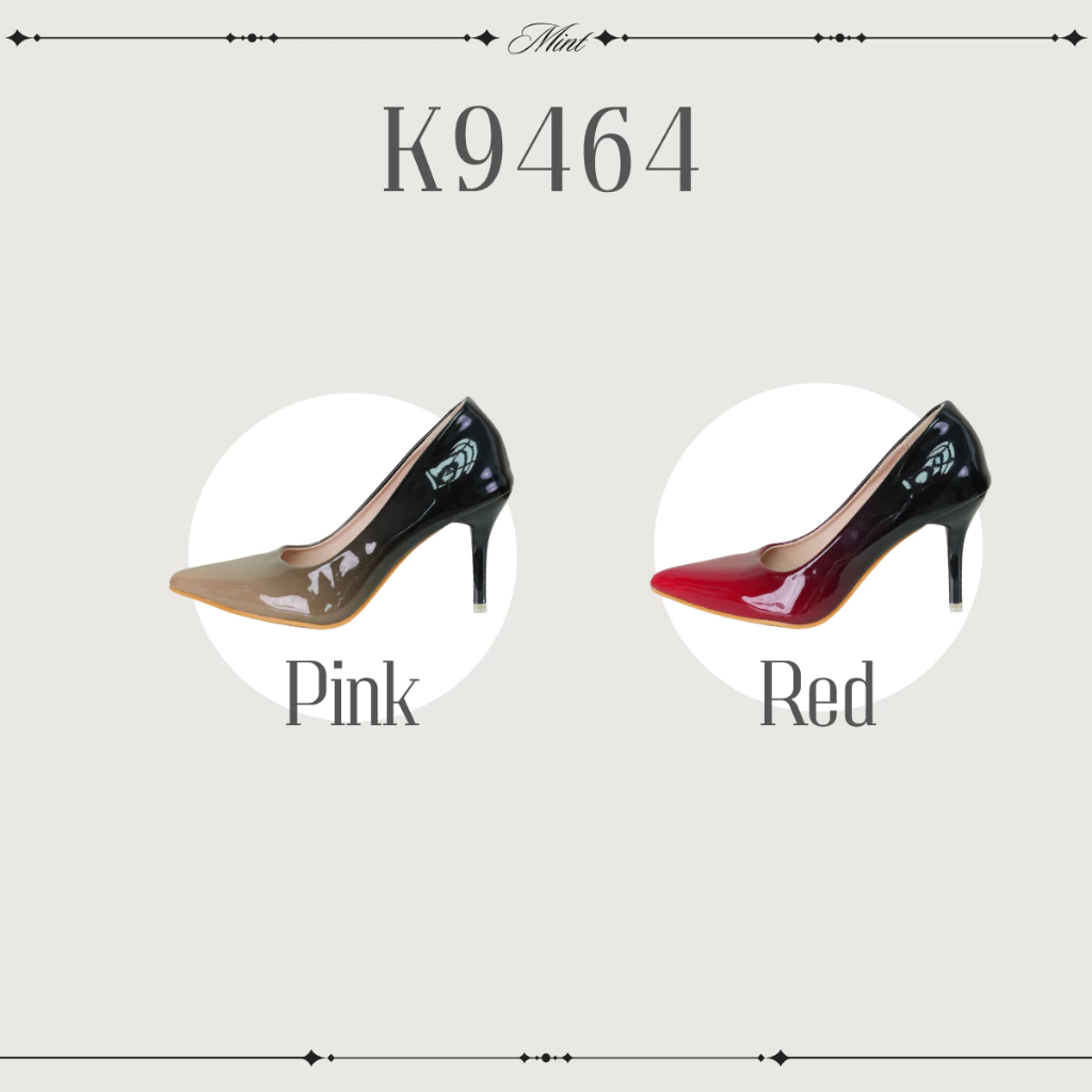 สินค้าพร้อมส่ง K9464 รองเท้าส้นสูง รองเท้าคัทชูปลายแหลม ส้นสูง3นิ้ว