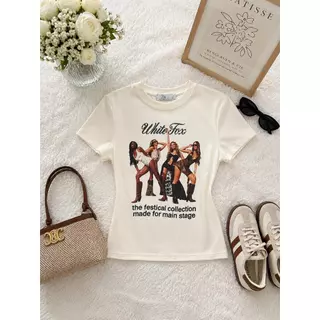 231-232 -233 รุ่นKaia (ไคอา) เสื้อยืดBaby Tee ทรงเข้ารูป ผ้าSlipCot (สลิปคอต) คอกลมแขนสั้น ลายกราฟิกสไตล์วินเทจ
