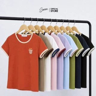 Serene's Choice เสื้อคอกลม แขนสั้น ผู้หญิง แต่งรอบคอและแขน สกรีนลาย VIBE WITH ME
