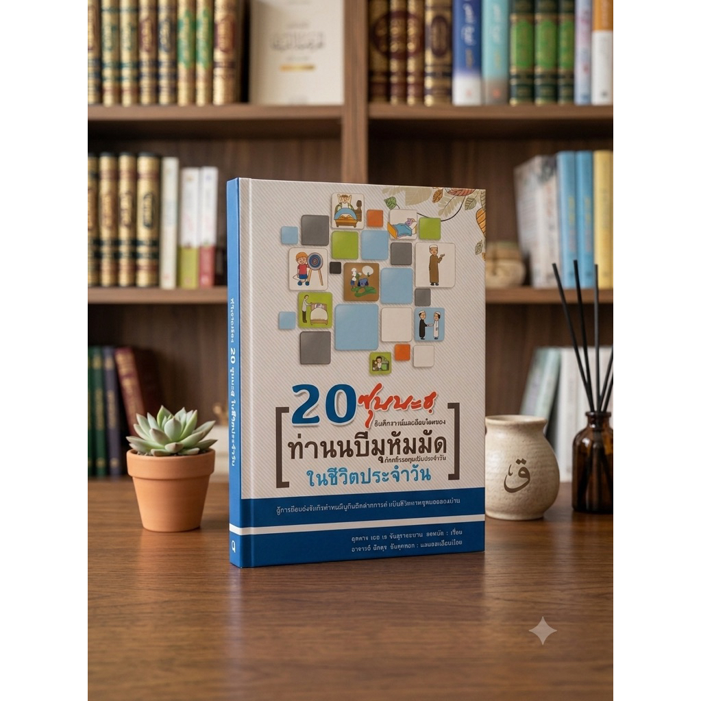 หนังสือในภาพคือ "20 ซุนนะฮฺ อันอัศจรรย์และอัจฉริยะของท่านนบีมุฮัมมัด (ศ็อลลัลลอฮุอะลัยฮิวะซัลลัม) ในชีวิตประจำวัน"