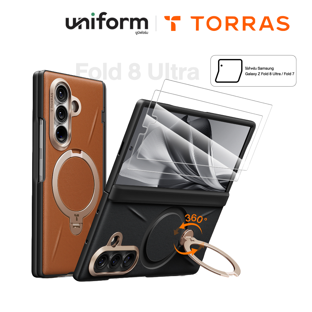 TORRAS เคสหนังกันกระแทก Ostand Q3 VegSkin ใช้สำหรับ Samsung Galaxy Z Fold 8 Ultra / Fold 7