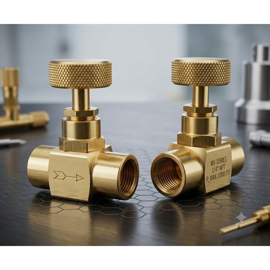 Needle valve Brass 1/4" วาล์วหัวเข็ม ทองเหลือง แบบเกลียว 1/4" (2หุน) สินค้าพร้อมส่ง