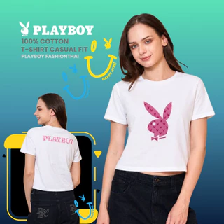 PLAYBOY เสื้อผ้าผู้หญิง/เสื้อ/เสื้อยืดสีขาว รุ่น P1WT265TB043WH