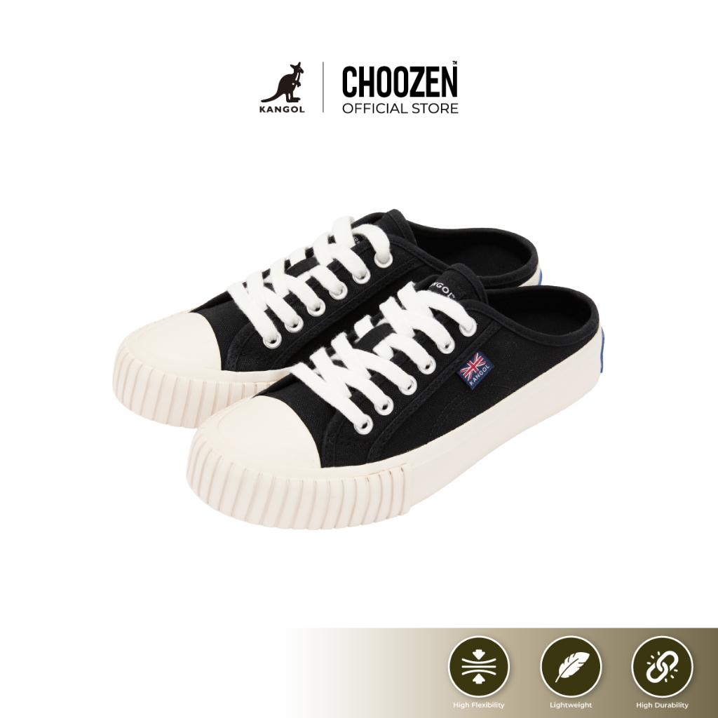 KANGOL Sneaker รองเท้าผ้าใบเปิดส้น ผูกเชือก สีขาว , ดำ ผู้หญิง 63527610