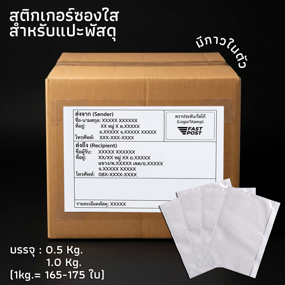 Size A5 กระดาษสติ๊กเกอร์สำหรับใส่ใบ label กระดาษแปะที่อยู่ ซองใส่ที่อยู่แปะพัสดุ มีกาวในตัว แบ่งขาย 0.5-1.kg.