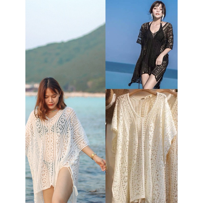 [พร้อมส่ง] เสื้อคลุมไปทะเล เสื้อคลุมบิกินี่ เสื้อคลุมไหมพรม