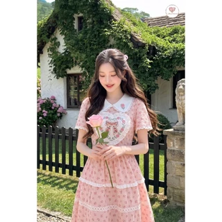 (มี3XL) Maria Diamond มี 3 สี Luna Luna Dress เดรสยาวผ้าคอตตอนดีเทลอกหัวใจ แต่งงานปัก แขนสั้น ซิปหลัง มีซับใน