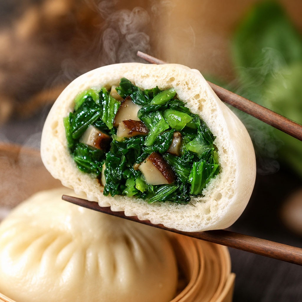 Anjoy ซาลาเปาไส้เห็ดหอมผัก 香菇素菜包 Mushroom & Vegetable Steamed Bun 360g อาหารแช่แข็ง พร้อมนึ่ง อาหารเ