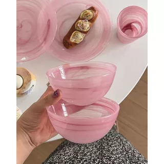 Chansuay - จานสวย 🩷 Rosé Swirl Collection 🩷 จานแก้วโทนชมพูลายหมุนติ้วๆ~