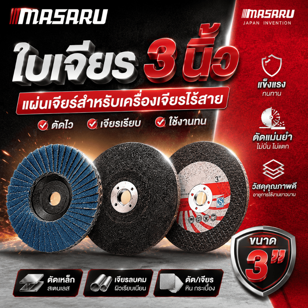 ใบเจียรขนาด 3 นิ้ว แผ่นเจียร์ สำหรับเครื่องเจียรไร้สาย