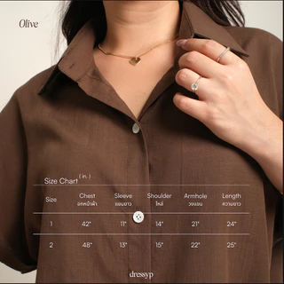dressyp - Olive Shirt เสื้อเชิ้ตแขนเบิ้ล ผูกเอว สีพื้น Minimal dp384