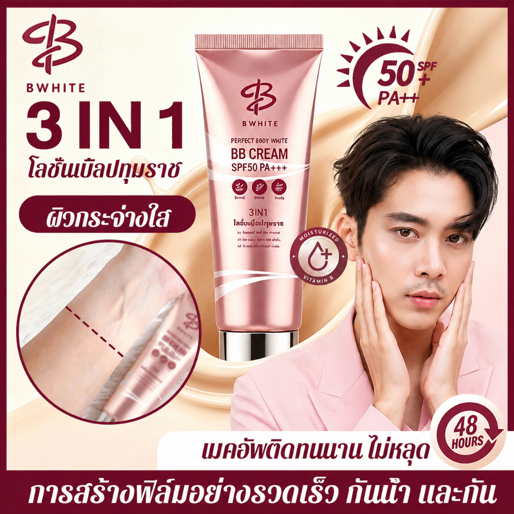 🔥3 IN 1🔥BWHITE โลชั่นเบิ้ลปทุมราช โทนอัพ กันแดด ชุ่มชื้น ชุ่มชื้น ไม่ติดเสื้อ ไม่ติดขน ขนาด 150 ML