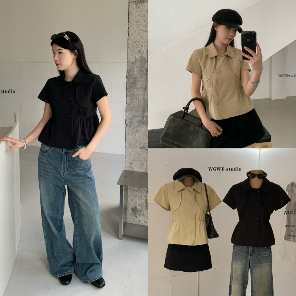เสื้อคอปกแขนสั้น กระดุมหน้า - 10299 TAG WG.WE 🇰🇷