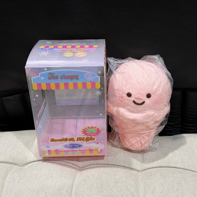 (ของแท้/มือ1) Lisa Snowman Ice Cream Squishy สกุชชี่ลิซ่า ไอศกรีมสโนว์แมนชมพู