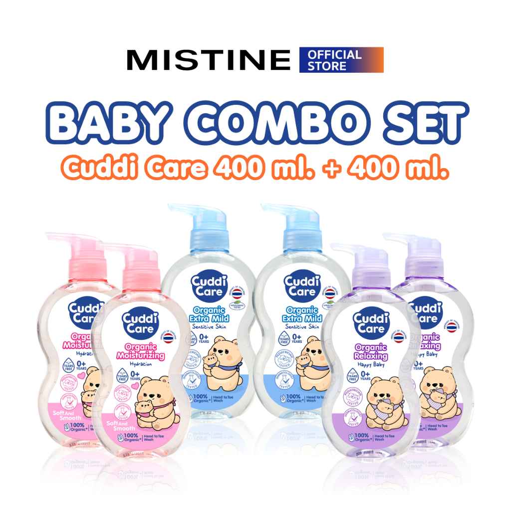 [400 ML + 400 ML] MISTINE CUDDICARE ORGANIC HEAD TO TOE WASH สบู่อาบน้ำและสระผมสำหรับเด็ก