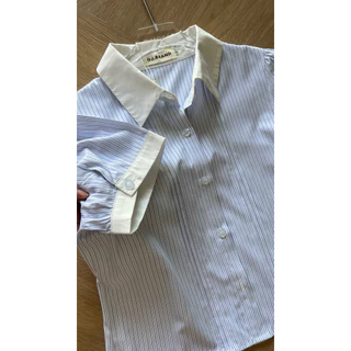 ร259 Shirt Set โทนฟ้า-ขาว งานเซ็ทคอตตอนพรีเมี่ยมริ้วเล็ก ลุคเกาหลีสุดๆ จะใส่ไป คาเฟ่ ภูเขา