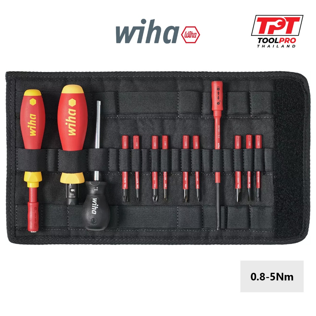 Wiha ชุดไขควงแรงบิดกันไฟฟ้า 0.8-5.0Nm Torque Screwdriver Set TorqueVario®-S Electric VDE (40674)