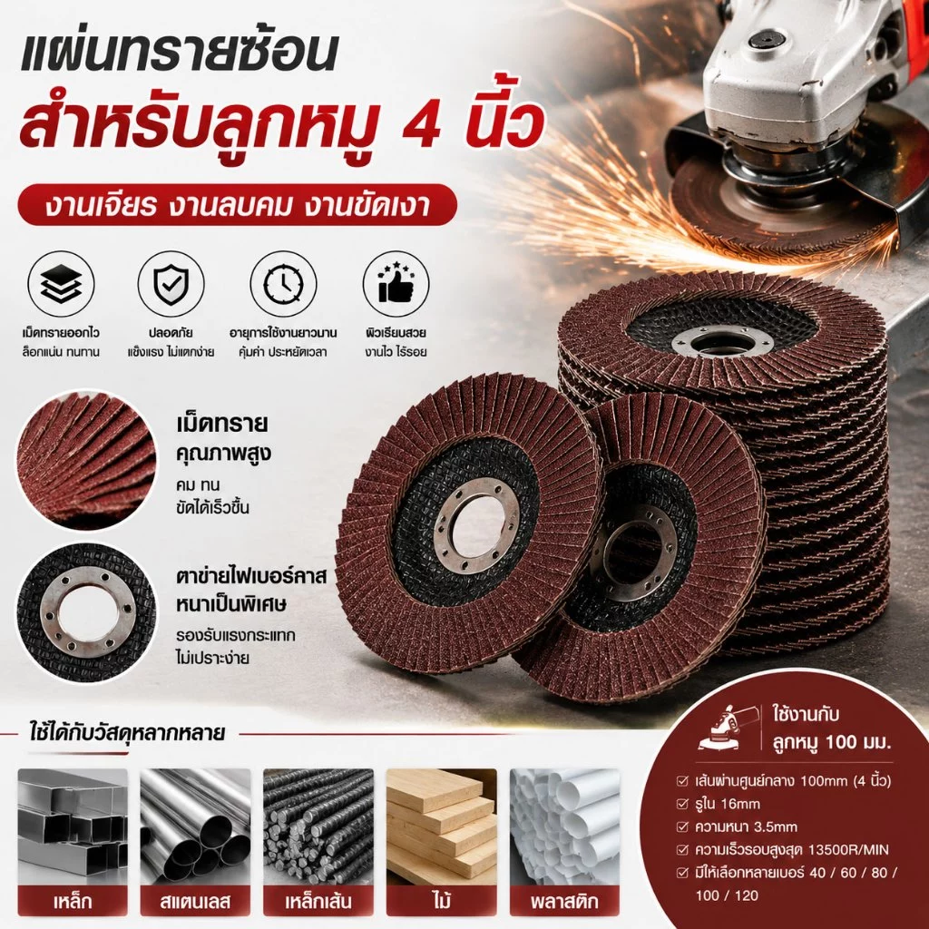 กระดาษทรายเรียงซ้อน กระดาษทรายซ้อน หลังแข็ง 4 นิ้ว เบอร์ 40 60 80 100 กระดาษทราย