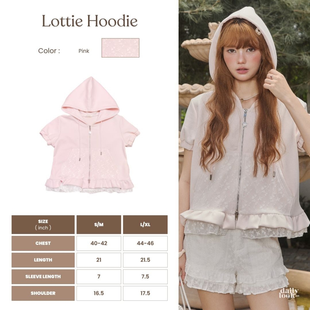 DAILYLOOK.SM --- Lottie hoodie เสื้อฮู้ดแขนตุ๊กตาสุดละมุน ดีเทลแต่งลูกไม้และระบายตรงชายเสื้อ