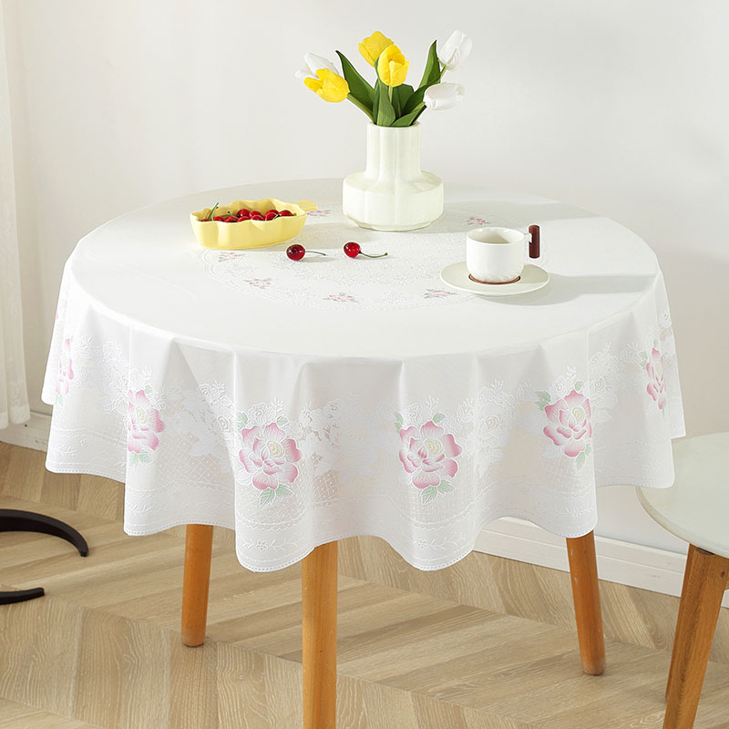 ผ้าคลุมโต๊ะ pvc ผ้าปูโต๊ะอาหาร ปักลายลูกไม้ table cloth ทำความสะอาดง่าย ทนต่ออุณหภูมิสูง  【จัดส่งในพื้นที่ COD】