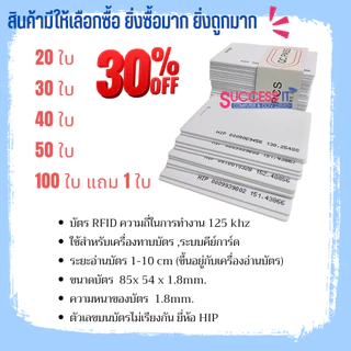 บัตรคีย์การ์ด HIP Card ID 1.8mm 125KHz. No Run สำหรับเครื่องทาบบัตร เครื่องบันทึกเวลา ประตูคีย์การ์ด