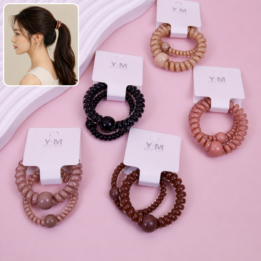 [ยางรัดผมแบบโรวม้วน 2 เส้นคู่] 5.5cm ไม่ทำให้ผมหัก วัสดุคุณภาพ และไม่เกิดรอยคลื่น