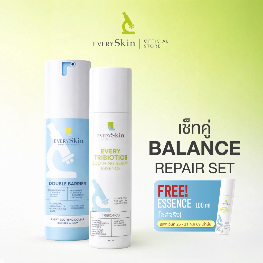 EverySkin [เช็ท Balance Repair Set] Every Soothing Double Barrier Cream + Every Tribiotics Soothing Serum Essence