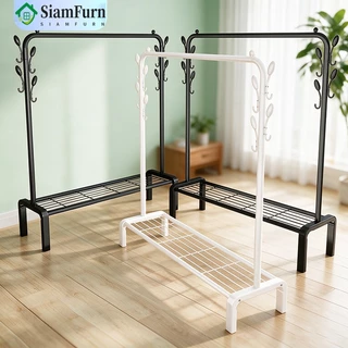 ราวตากผ้า ราวแขวนผ้า150/120/100cm แบบตั้งพื้น แบบเสาคู่หนา แข็งแรง ทนทาน พร้อมเชือกตากผ้า ราวแขวนเสื้อผ้า
