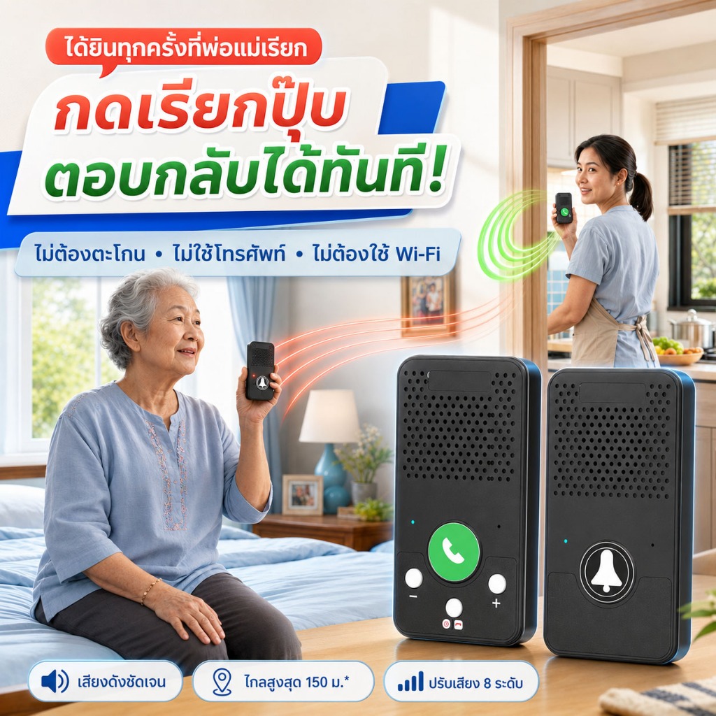 ChunHee กริ่งประตูอินเตอร์คอมไร้สาย - โทรศัพท์อินเตอร์คอมเสียงระยะไกลพิเศษ กันน้ำ สำหรับบ้านและธุรกิจ HI06